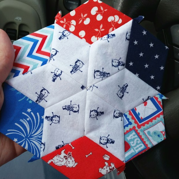 The "Patriotic Snowman" star unit for the Star Spangled Diamonds Quilt