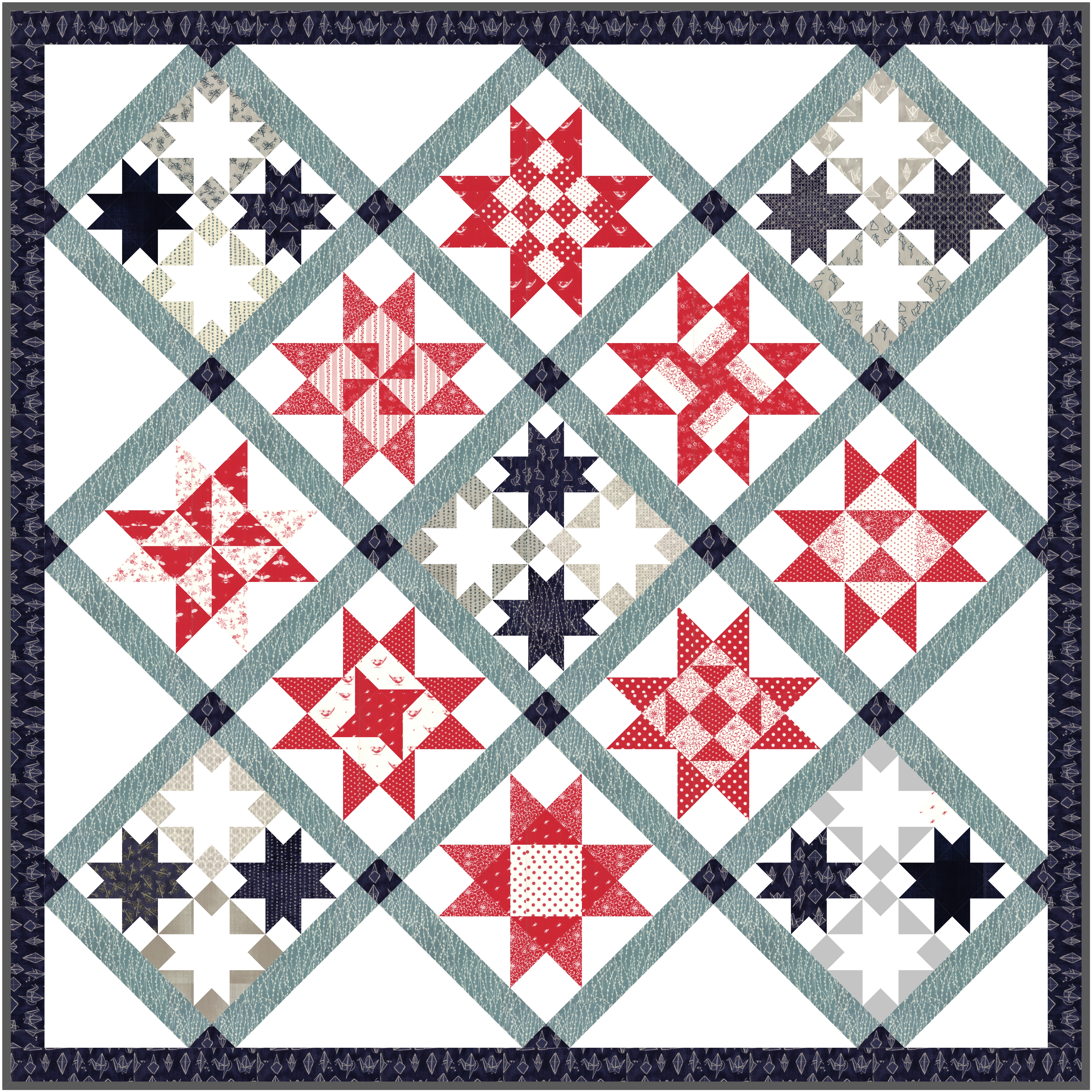 Crystal Quilters BOM RW&amp;B