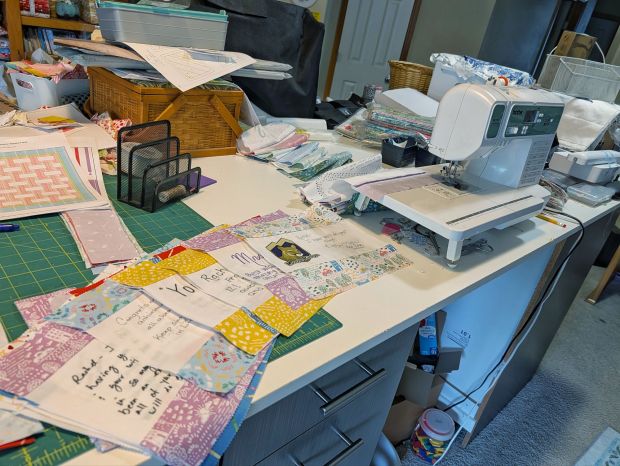 In-progress graduation signature quilt