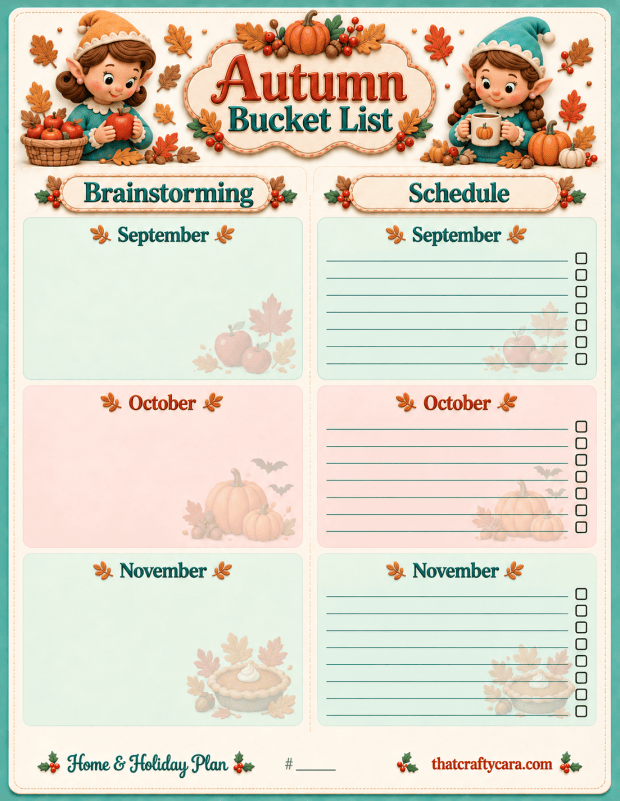 House & Holiday Plan Autumn Activity Brainstorming worksheet